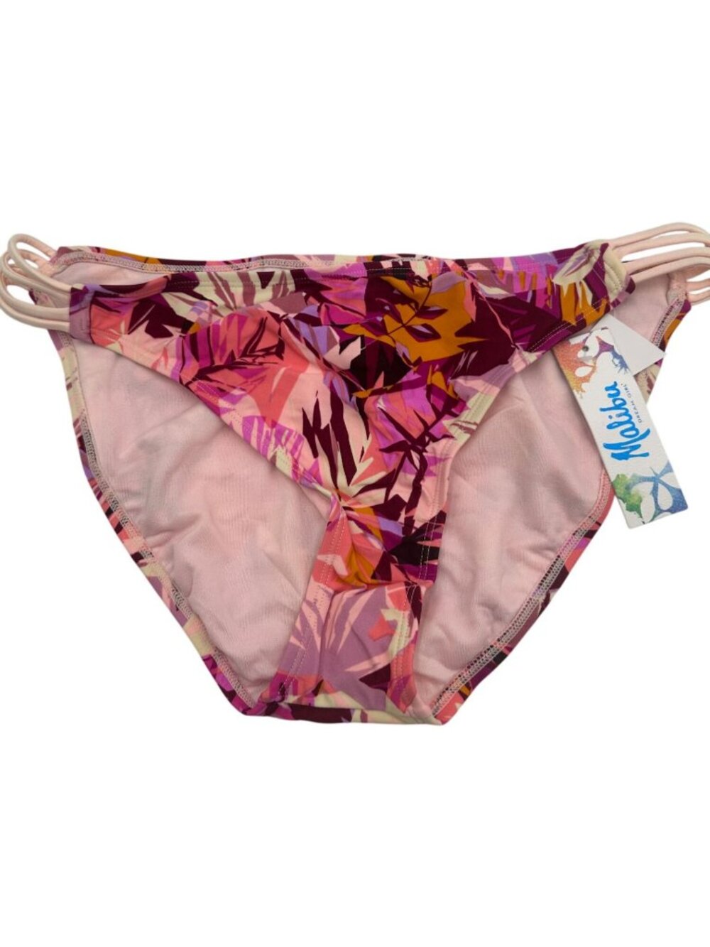 Malibu Dream Girl Womens Bikini Bottom XL Multicolor Floral Print Nylon Swimwear